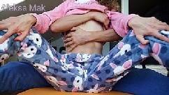 English teacher rough and hard touches my tits and pussy after class