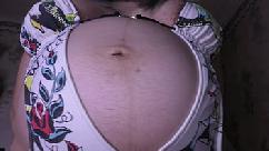 Thick wife with a huge pregnant belly ride in a cowgirl position her hubby until she cum a lot
