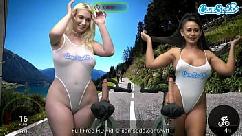 Big tits friends go on a wild dildo bike ride