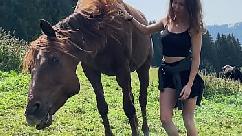 Small teen fucked outdoors by a huge cock