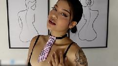 Sexy tattooed student wants to pass the level and needs to work hard for it