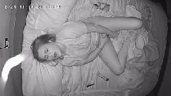 Milf wife masturbates before bed hidden cam