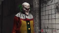 Evil clown plays with a sweet horny college girl in an abandoned hospital
