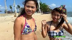 Tuktukpatrol cum shower on slutty asian beach friends