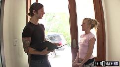 Skinny teen fucks her big dick neighbor