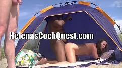 My wife plays with black cock and gets her pussy eaten at the nude beach