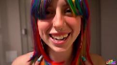 Melody parker gets her throat fucked by gibby the clown