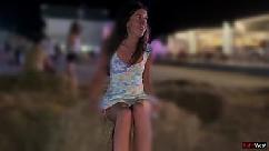 Shameless girl took off her panties in public