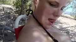 A girl caught me jerking off at nude beach and helped me cum