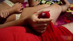 Mutual masturbation over underwear until orgasm