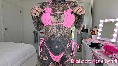 Pink ruffled micro bikini try on haul