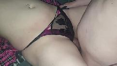 He couldn t handle my tight pussy and cum over my thongs